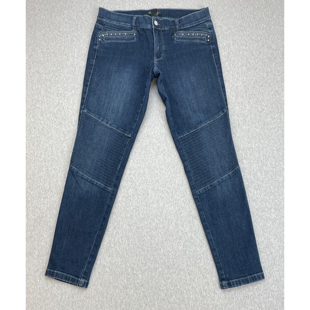 White House Black Market Jeans Women 8 Cotton Stretch‎ Embellished Moto Skinny